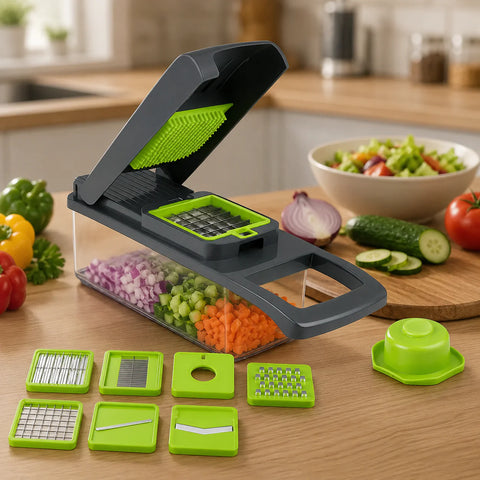 16 in 1 Vegetable Cutter - Multifunctional Slicer, Chopper, Dicer, Peeler & Kitchen Tool - Salad Maker - Vegetable Slicer for Kitchen